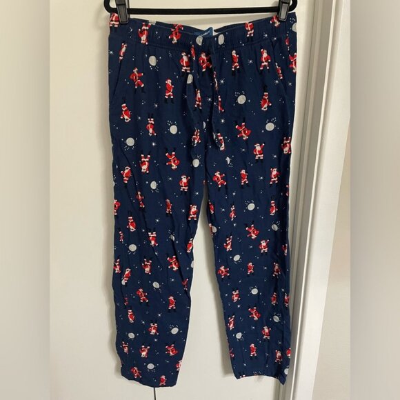 Old Navy Men's, Navy Blue, Christmas, Dancing Santa, Flannel, Pajama Pants - Picture 2 of 5